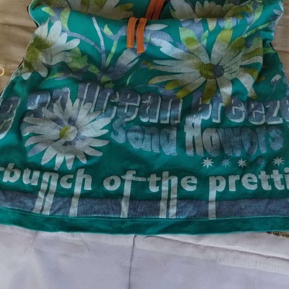 Custo Barcelona Green Floral Tank Top with Orange Accents - Picture 10 of 13